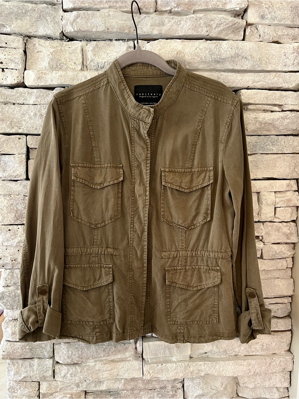 Sanctuary Olive Green Utility Jacket with Front Pockets